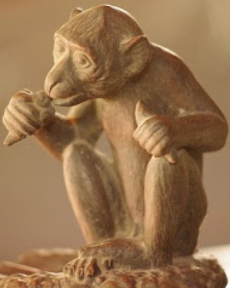 Silly Ceramics, Monkey Wood, Monkey Statue, Rabbit Sculpture, Monkey Face, Diy Air Dry Clay, Wood Pipe, Clay Animals, Animal Statues