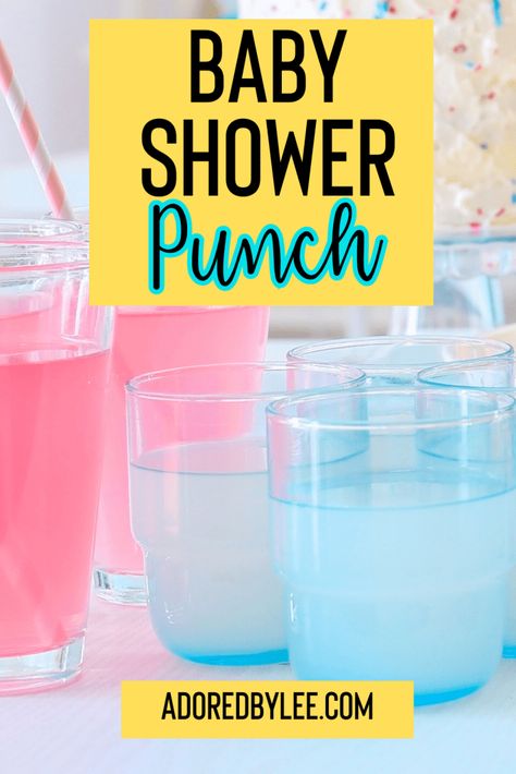 Punch For Gender Reveal Party, Pink And Blue Drinks Gender Reveal Recipes, Pink And Blue Punch Gender Reveal Recipe, Blue Punch Recipes For Baby Shower Boys, Baby Shower Punch For Boy, Baby Shower Punch Ideas, Punch For Baby Shower, Shower Punch Recipes, Pink Punch Recipes