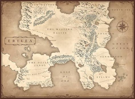 Erilea Map, Throne Of Glass Map, Maps Drawing, Glass Throne, Art Bio, Living Room Posters, Posters Bedroom, Book Collage, Throne Of Glass Fanart