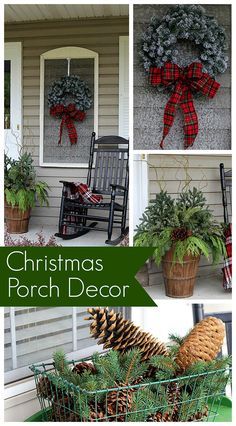 Christmas Porch Decorations, Winter Porch Decor, Outdoor Christmas Diy, Porch Decorations, Winter Porch, Christmas Front Porch, Christmas Porch Decor, Christmas Porch, Rocking Chairs