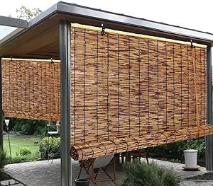 Outdoor Space Divider, Outdoor Privacy Ideas, Outdoor Divider Wall, Privacy Bamboo, Porch Blinds, Outdoor Screening, Sun Shade Patio, Porch Privacy, Privacy Screens Indoor