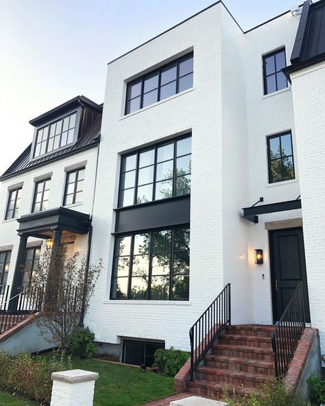 Nam Dang-Mitchell Design on Instagram: “Shoutout to my amazing builder David Lam @meigahome who taught me so much more than just how to build a solid home. David has the best…” White Brick House Exterior, Brick Townhouse, Modern Brick House, Townhouse Exterior, Townhouse Designs, Narrow House, Brick Exterior House, White Brick, New House Plans