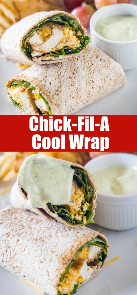 This easy Chick Fil A Cool Wrap recipe is the best excuse to skip the drive-thru! Enjoy this copycat at home with your favorite dipping sauce. Chick Fil A Wrap Recipe, Crispy Chicken Wraps, Flexitarian Recipes, Copycat Chick Fil A, Gluten Free Wraps, Chicken Wrap Recipes, Chicken Dishes Easy, Wrap Recipe, Favorite Recipes Chicken