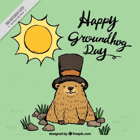 How To Draw A Groundhog, Cute Groundhog Drawing, Groundhog Drawing, Groundhog Illustration, Ground Hogs, Ground Hog, Happy Groundhog Day, Calendar Art, Day Background