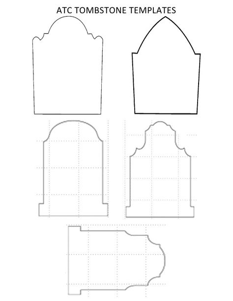 Tombstone ATCs from Artfully Musing Tombstone Template, Sketchbook Planner, Halloween Tombstones Diy, Halloween Headstone, Tombstone Diy, Halloween Gravestones, Halloween Forum, Halloween Props Diy, Halloween Graveyard