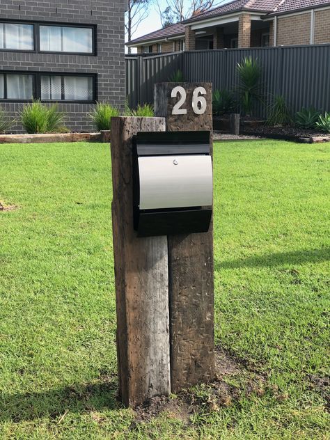 Letterbox Ideas, Mailbox Ideas, Mailbox Design, Railway Sleepers, Post Box, Letter Box, Front Garden, Mailbox, Garden Design