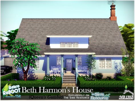 Sims 4 — Retro ReBOOT - Beth Harmon's House (Queen's Gambit) by nobody13922 — I present my version of the Beth Harmon's Sims 4 Retro, From Tv Series, Beth Harmon, Sims 4 House Building, The Queen's Gambit, Island Living, Sims 4 Build, Outdoor Retreat, Sims 4 Houses