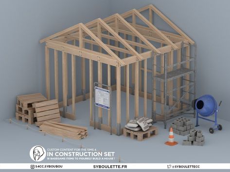 Stair Ladder, Arched Doors, Work Site, Roof Structure, Sims 4 Build, Build Something, Wooden Beams, In Construction, Wooden Planks