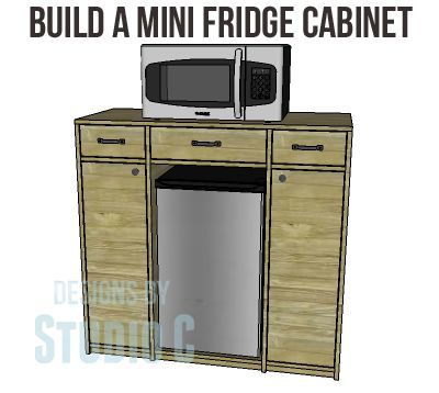 DIY Mini Fridge Cabinet Plans-perfect for a dorm room or a family room! Diy Mini Fridge Cabinet, Diy Mini Fridge, Storage Basement, College Dorm Storage, Mini Fridge Cabinet, Build Cabinets, Dorm Room Organization Diy, Dorm Fridge, Fridge Cabinet