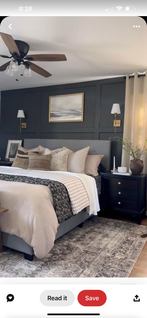 Sw Jasper, Black And Gray Bedroom, Jasper Bedroom, Gray Bedroom Furniture, Green Bedroom Wall, Dark Green Bedroom, Black And Grey Bedroom, Green Bedroom Walls, Feature Wall Bedroom