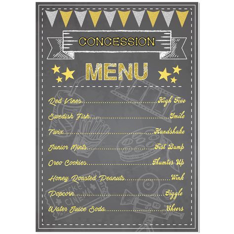 Home Theater Concession, Diy Concession Stand, Concession Stand Sign, Menu Poster, Diy Menu, Junior Mints, Honey Roasted Peanuts, Poster Food, Swedish Fish