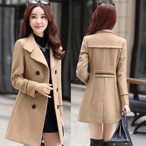 Women's Windbreaker, Wool Coat Women, Womens Windbreaker, Plus Size Coats, Wool Blend Coat, Woolen Coat, Trench Coats Women, Solid Clothes, Mua Sắm