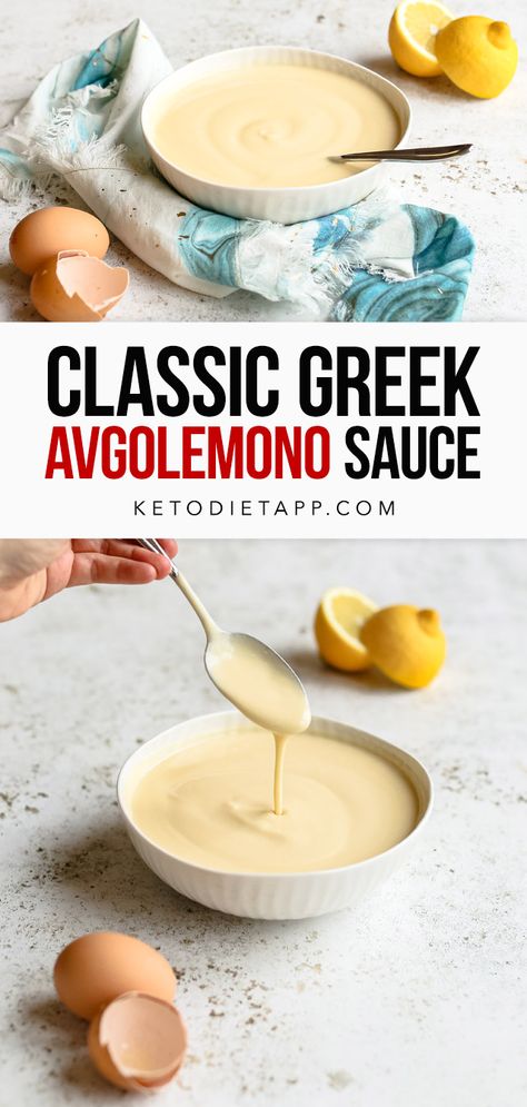 Greek Mustard Sauce, Paleo Cream Sauce, Egg Lemon Sauce, Mediterranean Sauce For Chicken, Greek Lemon Sauce Recipe, Greek Lemon Sauce, Mediterranean Sauces, Avgolemono Sauce, Mediterranean Keto