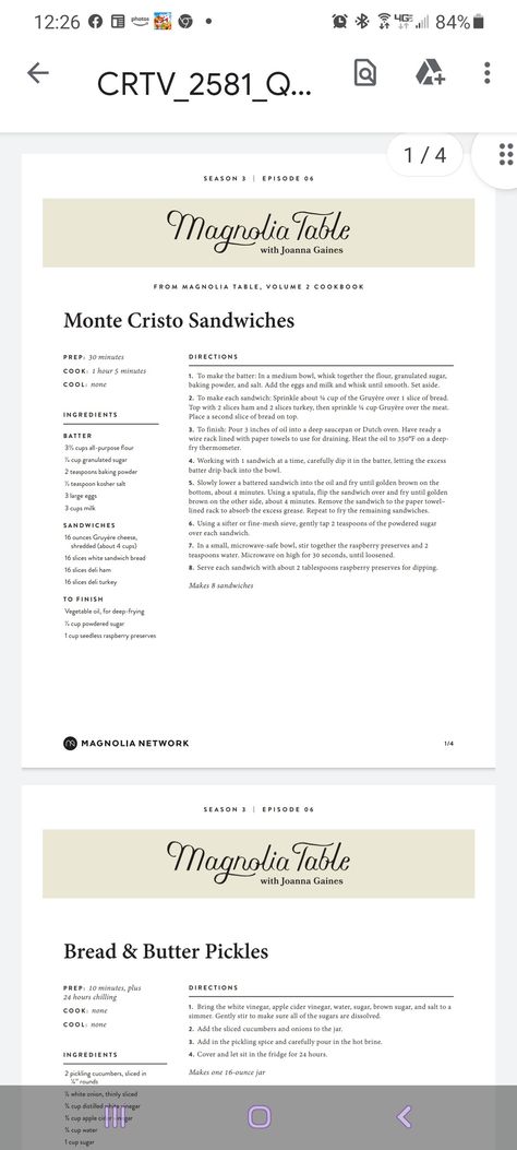 Joanna Gaines Monte Cristo Sandwich, Joanna Gaines Bread And Butter Pickles, Monte Cristo Recipe, Magnolia Table Recipes, Bread And Butter Pickles, Monte Cristo Sandwich, Butter Pickles, Magnolia Table, Monte Cristo