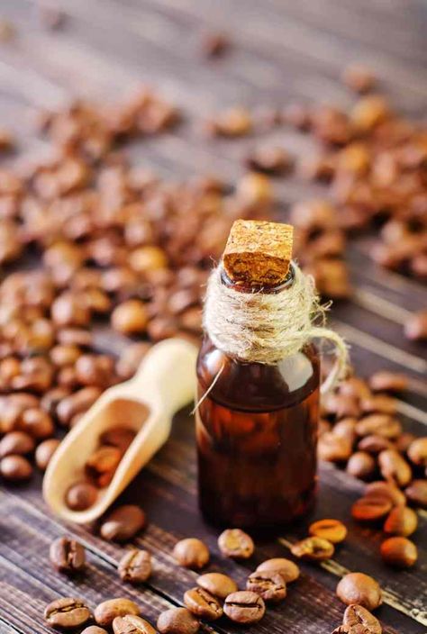 Coffee Infused Oil, Bath And Body Recipes, Infused Oil Recipes, Diy Perfume Oil, Coffee Essential Oil, Coffee Oil, Coffee Hair, Migraine Pain, Infused Coffee