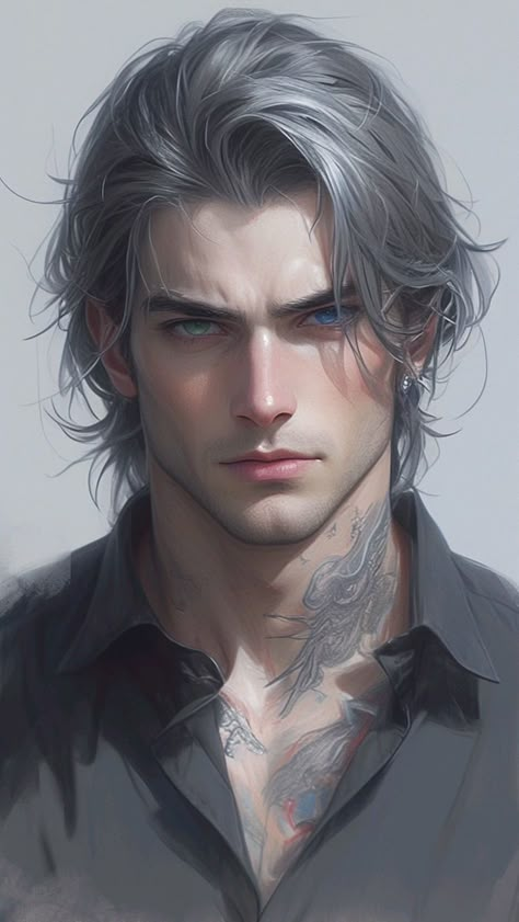 Long Hair Man Drawing, Best Anime Openings, Silver Hair Men, Anime Openings, Character Inspiration Male, Gray Eyes, The Best Anime, Fantasy Male, Arte Fantasy