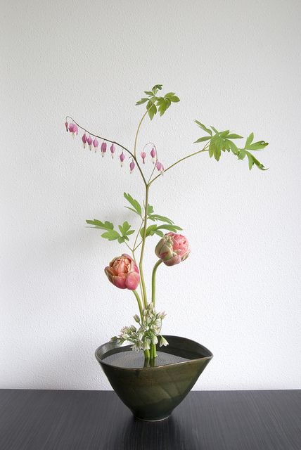 Peony Tulips, Arreglos Ikebana, Onion Flower, Ikebana Sogetsu, Japanese Flower Arrangement, Sogetsu Ikebana, Ikebana Flower, Ikebana Flower Arrangement, Ikebana Arrangements