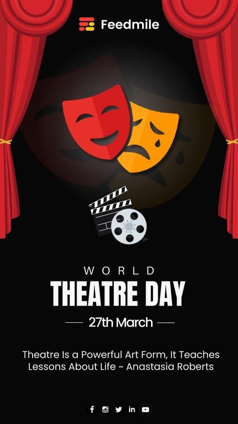 World Theatre Day World Theatre Day, Benefits Of Social Media, National Days, North India, Powerful Art, Social Media Branding, Build Your Brand, Digital Marketing Company, Inbound Marketing