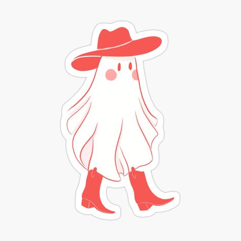 Get my art printed on awesome products. Support me at Redbubble #RBandME: https://www.redbubble.com/i/sticker/Cowboy-Ghost-Pink-Western-Halloween-by-KittyStrand/164734119.EJUG5?asc=u Vintage Halloween Designs, Western Ghost, Halloween Cowboy, Cowboy Ghost, Western Halloween, Halloween Sticker, Design Aesthetic, Halloween Stickers, Art Styles