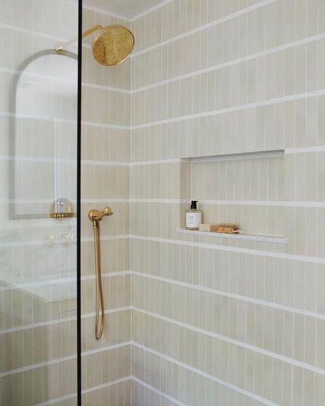 Zia Tile on Instagram: "Meet our never-boring neutrals. These matte Bone cement tiles create a sumptuously soft backdrop as decidedly chic grout lines complete the look. Design by @cove.house" Cove House, Zia Tile, Patterned Tiles, Cement Color, Master Shower, Encaustic Cement Tile, Cement Tiles, Shower Remodel, Cement Tile