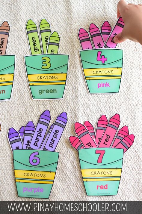 crayon sorting and counting #printables #preschool #math #printables #kindergarten Back To School Preschool, Counting Activities Preschool, Preschool Colors, Learning Materials, Numbers Preschool, Kindergarten Learning, Math Activities Preschool, Afterschool Activities, Preschool Printables