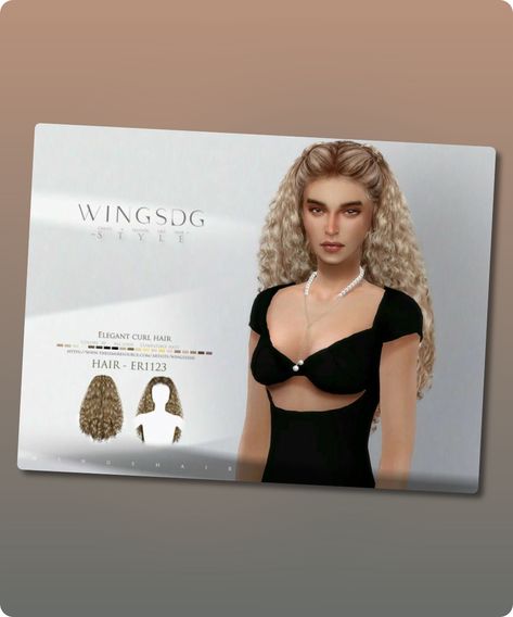 Sims 4 Hairstyle CC: Wings-Er1123-Elegant Curl Hair By Wingssims Cc Hair Alpha, Ts4 Cc Hair Alpha, Sims4cc Hairstyles, Ts4 Cc Hair, 4 Hairstyles, Sims 4 Cc Download, Vintage Curls, Curly Braids, Model Nails