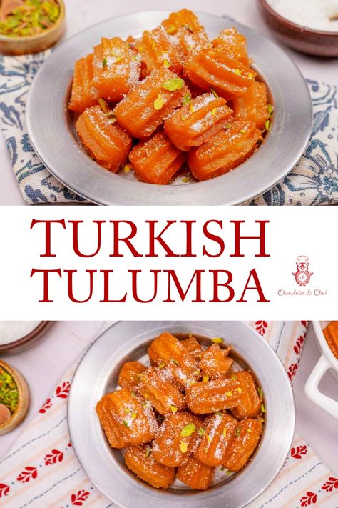 Tulumba is a popular Turkish dessert made from fried dough soaked in sweet syrup. This easy recipe will help you recreate this tasty treat at home. Tulumba Recipe, Turkish Recipes Desserts, Turkish Dessert, Turkish Desserts, Pastry School, Eastern Mediterranean, Tasty Dessert, Sweet Recipe, Blogger Photos