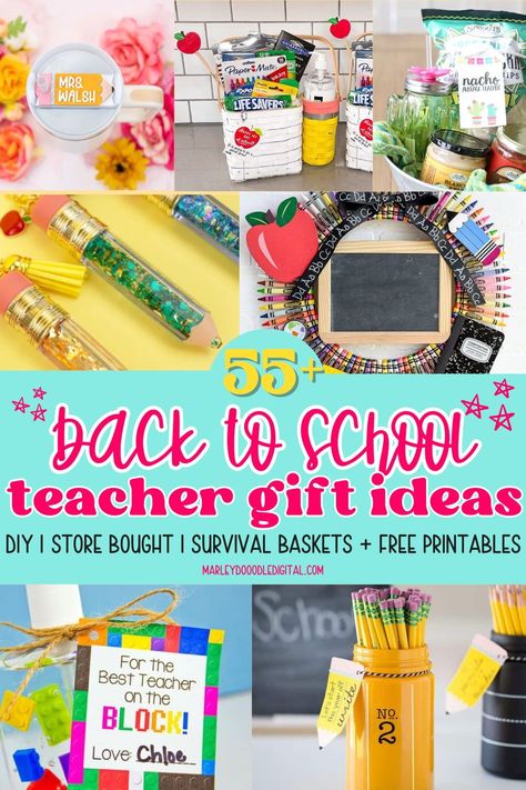 Make a lasting impression with 58 amazing first day of school teacher gifts! Our roundup offers a wide range of ideas, from free printables and DIY projects to beautifully crafted gift baskets. Ideal for preschool and daycare teachers, these cheap and simple gifts are perfect for showing your appreciation. Get inspired and create a memorable start to the school year with these thoughtful teacher gift ideas! First Day Of School Basket For Teacher, Teacher Gifts Start Of The Year, First Day Of Preschool Teacher Gift, Preschool Teacher Gifts First Day, Teacher Gifts First Day Of School, First Day Of School Teacher Gift Ideas, First Day Teacher Gifts Ideas, Teacher First Day Gift, First Day Of School Gifts For Teachers