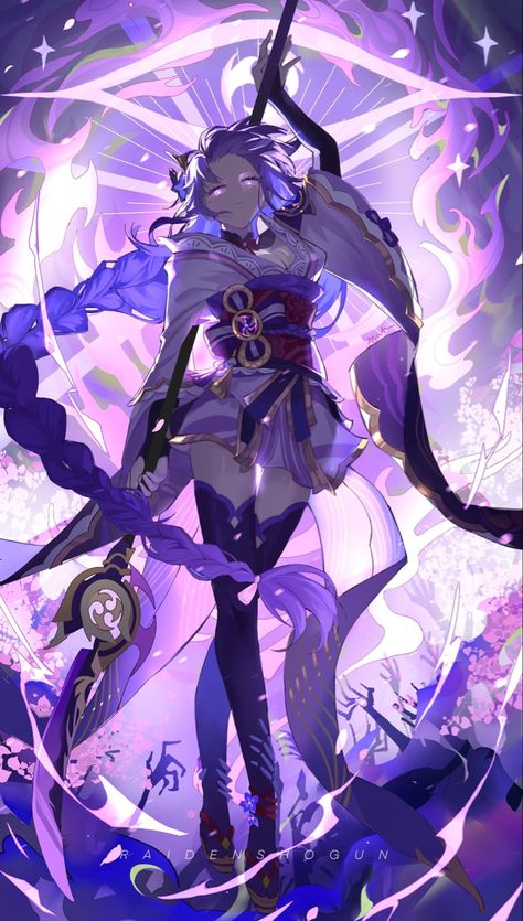 #raidenshogun #raiden  #ei #genshinimpact #anime #genshin #aesthetic #fanart #art #purple Raiden Shogun Genshin, Shogun Genshin, Raiden Shogun, Idee Cosplay, Anime Artwork Wallpaper, Anime Artwork, Purple Hair, Art Reference Poses, Anime Style