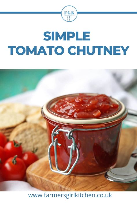 Simple Tomato Chutney Recipe Tomato Chutney Recipes, Tomato Chilli Jam, Plum Chutney, Tomato Chutney Recipe, Preserving Tomatoes, Chilli Jam, Cooking Measurements, Tomato Chutney, Chutney Recipe