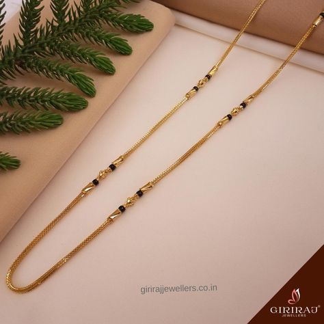 22K Gold Mangalsutra Chain Taali Chain Designs, Gold Chain Mangalsutra Designs, Mangalsutra Chain Designs Gold, Thaali Chain Designs Gold, Chain Mangalsutra Designs, Mangalasutram Chain Designs, Mangalya Chain Designs Gold, Thali Chain Designs Gold, Chain With Black Beads