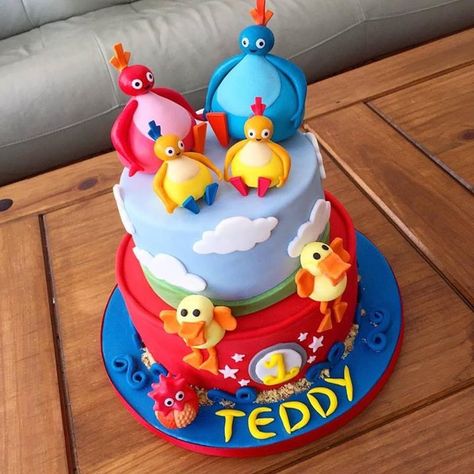 Twirlywoos Cake, Cbeebies Cake, Baby 1st Birthday Cake, Boys 1st Birthday Cake, Twins 1st Birthdays, 1st Birthday Cakes, Christening Cake, 1st Birthday Cake