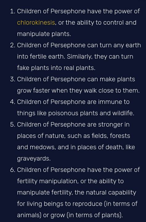 Persephone Cabin 40, Child Of Persephone, Children Of Persephone, Persephone Cabin, Hades Children, Pjo Headcanons, Avengers Dr, Goddess Persephone, Pjo Dr