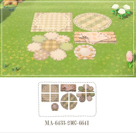 Picnic Blanket Pattern, Cottagecore Animal Crossing, Flag Code, Acnh Cottagecore, Animal Crossing 3ds, Animal Crossing Wild World, Path Design, Island Theme, Animal Crossing Villagers