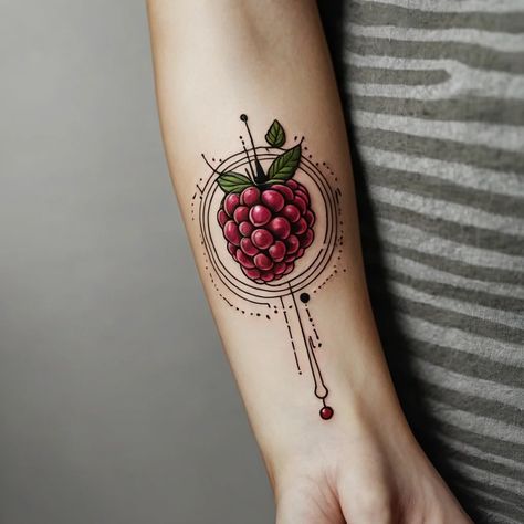 "Discover the sweetest ink inspiration with our Raspberry Tattoos Collection! 🍓 From delicate and dainty designs to bold and vibrant berries, these tattoos are perfect for nature lovers, foodies, or anyone seeking a unique and playful tattoo idea. Celebrate the beauty of simplicity, growth, and life's small joys with these stunning raspberry tattoo designs. 🌿🍇 #RaspberryTattoos #TattooIdeas #NatureInk #FruitTattoo #TattooInspiration" American Traditional Raspberry Tattoo, Raspberry Tattoos, Berry Tattoo, Raspberry Tattoo, Baking Tattoo, Dainty Designs, Fruit Tattoo, Small Joys, Tattoos Meaning