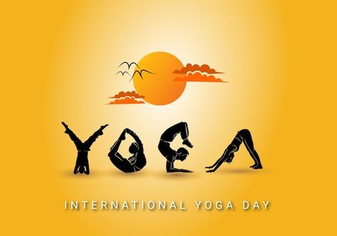 International yoga day poster template w... | Premium Vector #Freepik #vector #typography-banner #sky-banner #text-poster #poster-illustration Yog Divas Poster, Akshaya Tritiya Images, International Yoga Day Poster, Yoga Day Posters, Happy Akshaya Tritiya Images, Sky Banner, Yoga Poster Design, Mandala Logo Design, Lotus Flower Logo Design