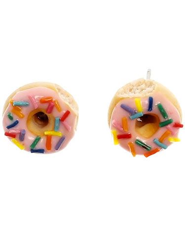 Pendientes con forma de dunkin Donut Jewelry, Pink Doughnuts, Donut Earrings, Strawberry Donuts, Donuts Earrings, Sprinkle Donut, Miniature Food Jewelry, Blue Stud Earrings, Pink Donuts