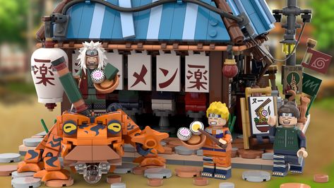 Naruto Ichiraku Ramen Shop project from Lego Ideas. Jiraiya visits Ichiraku Ramen Shop Anime Lego, Naruto Ichiraku Ramen, Ichiraku Ramen Shop, Lego Ninjago City, Ichiraku Ramen, Naruto Birthday, Gtr Nismo, Ramen Shop, Brick Loft