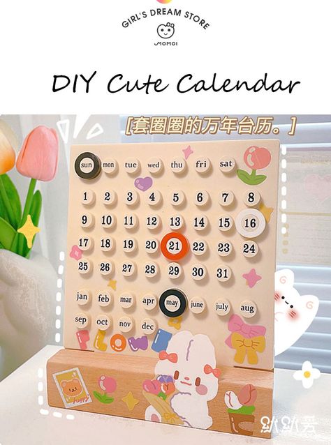 SKYSONIC Ins Creative Time Perpetual Table Calendar Manual Acrylic Desk Calendario Home Decoration 3 Ring Date Record Gift Set| | - AliExpress Calendar In Home, Diy Table Calendar, Hand Crafts Ideas Creative For Home, Aesthetic Calendar Ideas, Calendar Decoration Ideas, Table Calendar Design Ideas, Clay Desk Decor, Calendar Design Creative, Desk Calendar Design Creative