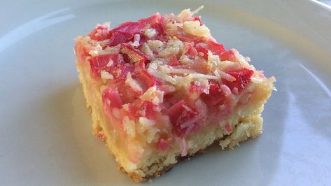 Lemon Rhubarb Bars Recipe | Allrecipes Rhubarb Bars Recipes, Rhubarb Squares, Lemon Rhubarb, Rhubarb Dream Bars, Rhubarb Custard Bars, Rhubarb Bars, Rhubarb Desserts, Rhubarb Crisp, Rhubarb Crumble