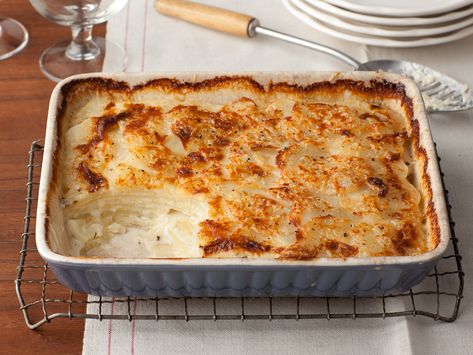 Scalloped Potato Gratin Recipe : Tyler Florence : Food Network - FoodNetwork.com NYE2014 Sweet Potato Side Dish Recipes, Veggie Casseroles, Potato Gratin Recipe, Sweet Potato Side Dish, Potatoe Recipes, Sweet Potato Sides, Scalloped Potato, Florence Food, Tyler Florence