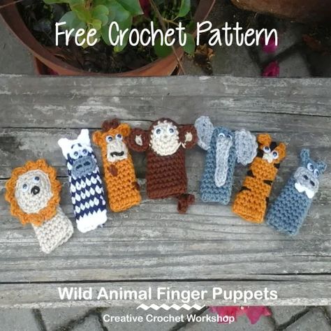 Crochet these adorable Wild Animal Finger Puppets with the free pattern from Joanita Theron. These animal cuties will be perfect for popping into your travel bag to bring out when your little one is getting bored! Animal Finger Puppets, Crochet Workshop, Finger Puppet Patterns, Crocheted Animals, Finger Crochet, Puppet Patterns, Confection Au Crochet, Creative Crochet, Crochet Baby Toys