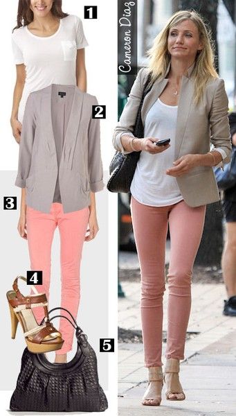 Vegas Attire, Áo Blu, Peach Pants, Coral Pants, Khaki Blazer, Mode Casual, Website Designs, Pink Pants, 가을 패션