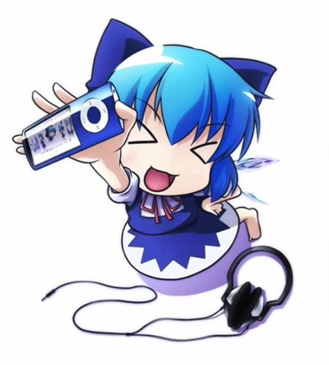 An Anime, Blue Hair, Headphones, Songs, Hair, Anime, Blue