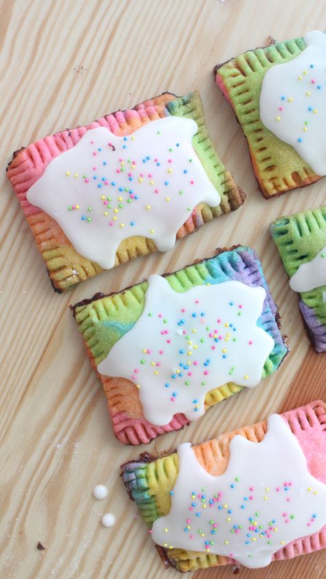 Colorful, jam-filled pastries deserve to be part of your regular breakfast. Pop Tarts Recipe, Poptart Recipe, Purple Food Coloring, Tart Dough, Tarts Recipe, Pastel Cupcakes, Breakfast Ingredients, Pop Tart, Rainbow Food