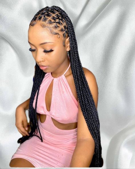 Burgundy Box Braids, Curled Hair With Braid, Braid Trends, Blonde Box Braids, Crochet Box Braids, Long Box Braids, Lace Braid, Box Braids Hairstyles For Black Women, Box Braid Wig