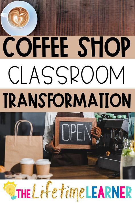 Coffee Shop Classroom, Fun Coffee Shop, Middle School Classroom Themes, School Cafe, Modern Coffee Shop, First Second Third, Store Room, Coffee Room, Classroom Transformation