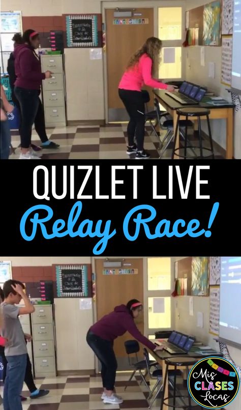 Quick Tip: Quizlet Live Relay Race, an education post from the blog Mis Clases Locas, written by Allison Wienhold on Bloglovin’ Teacher Tech, Relay Races, Instructional Strategies, School Technology, High School Classroom, Tech School, Middle School Classroom, Classroom Games, Teaching High School