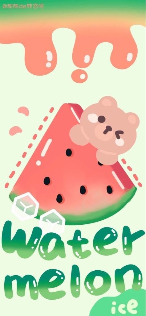 Photo Kawaii, Cute Cartoon Food, Watermelon Illustration, Watermelon Wallpaper, Kawaii Background, Fruit Wallpaper, Cute Desktop Wallpaper, Cute Canvas Paintings, Cute Animal Drawings Kawaii