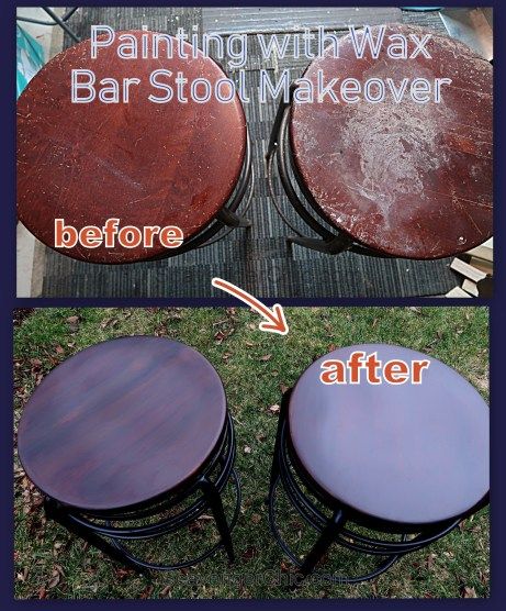 Bar Stool Makeover, Satin Finish Paint, Indoor Hanging Chair, Red Mahogany Stain, Stool Makeover, Easy Bar, Thrift Store Upcycle, Hanging Chair From Ceiling, Diy Staining